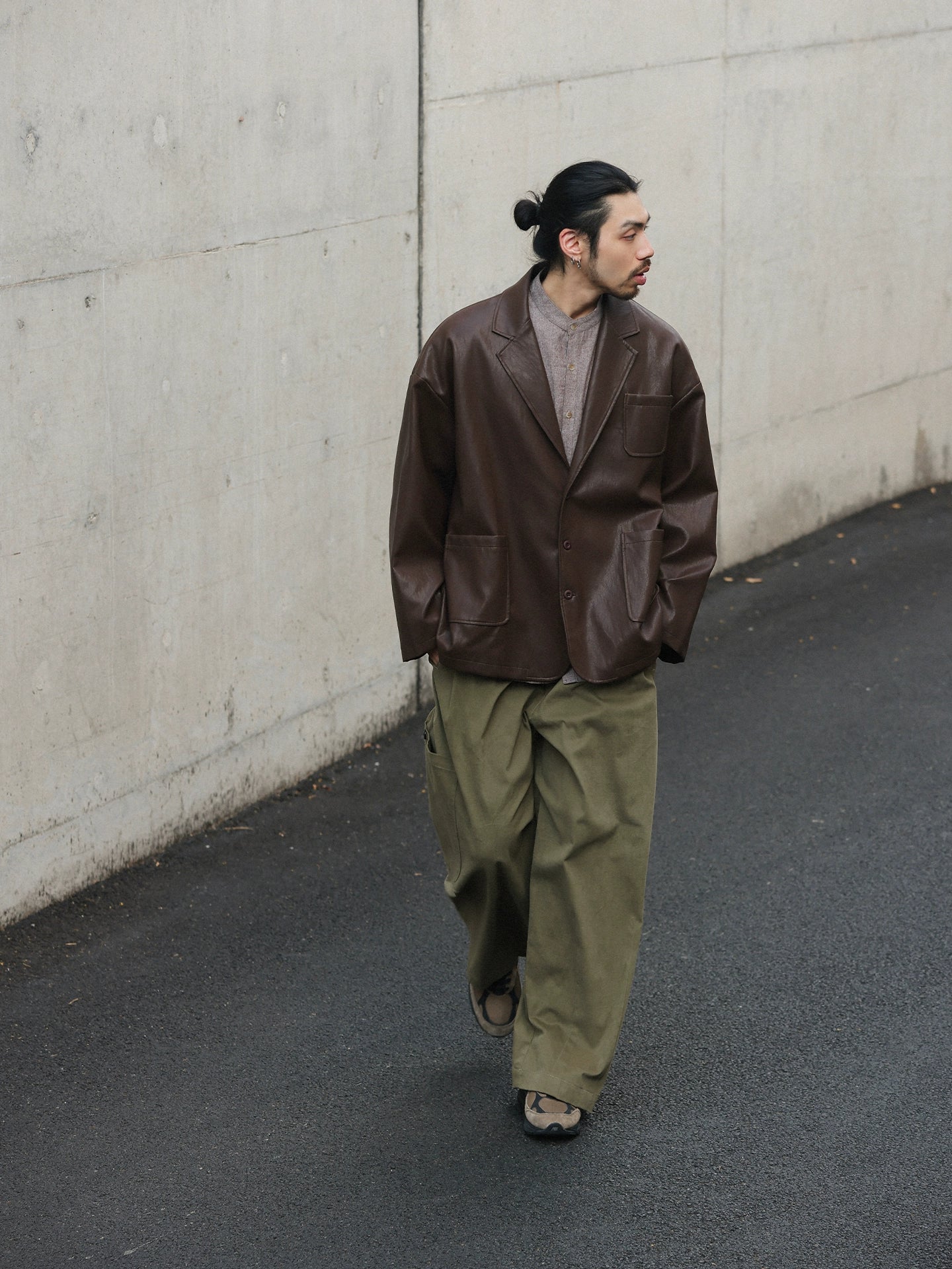 NOEARS Retro Loose Leather Jacket Ruffian Handsome Casual Jacket