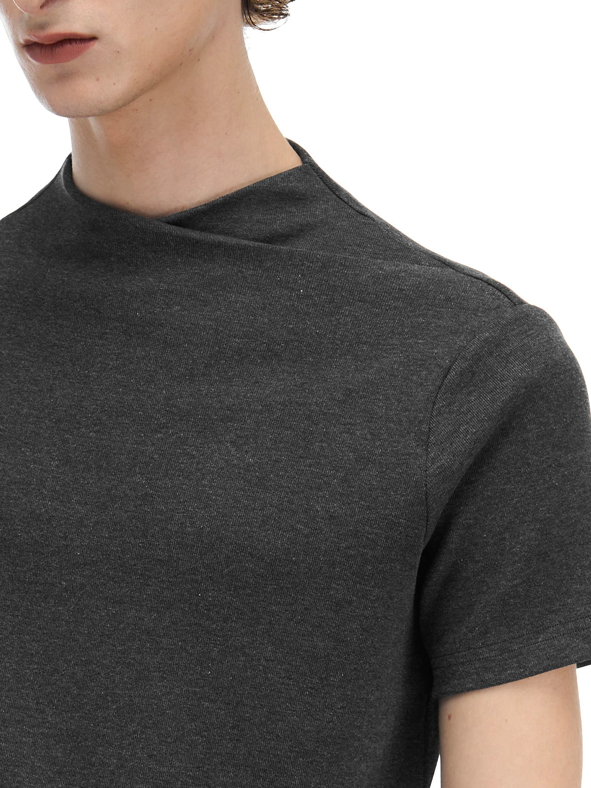 Slight Vogue Crossed Jumpcollar Straight Shoulder Knitted Slim Tee