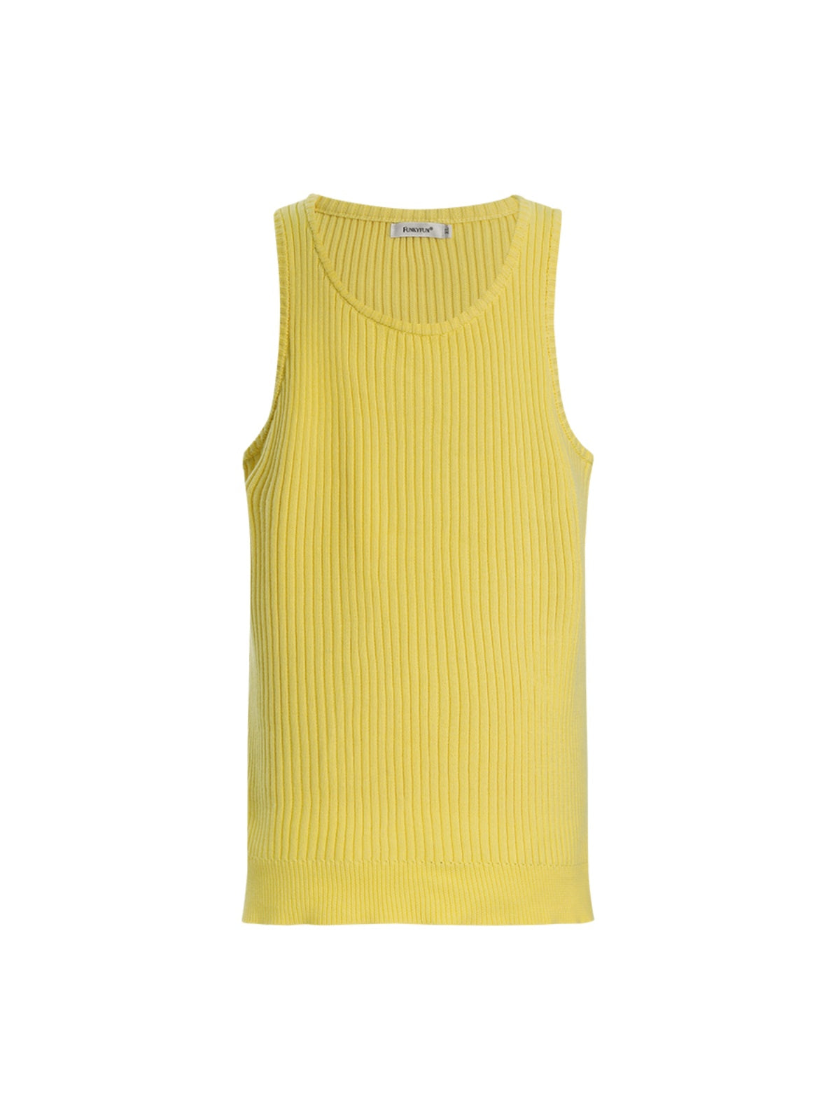 FUNKYFUN Knitted Pit Strip U-neck Sleeveless Vest