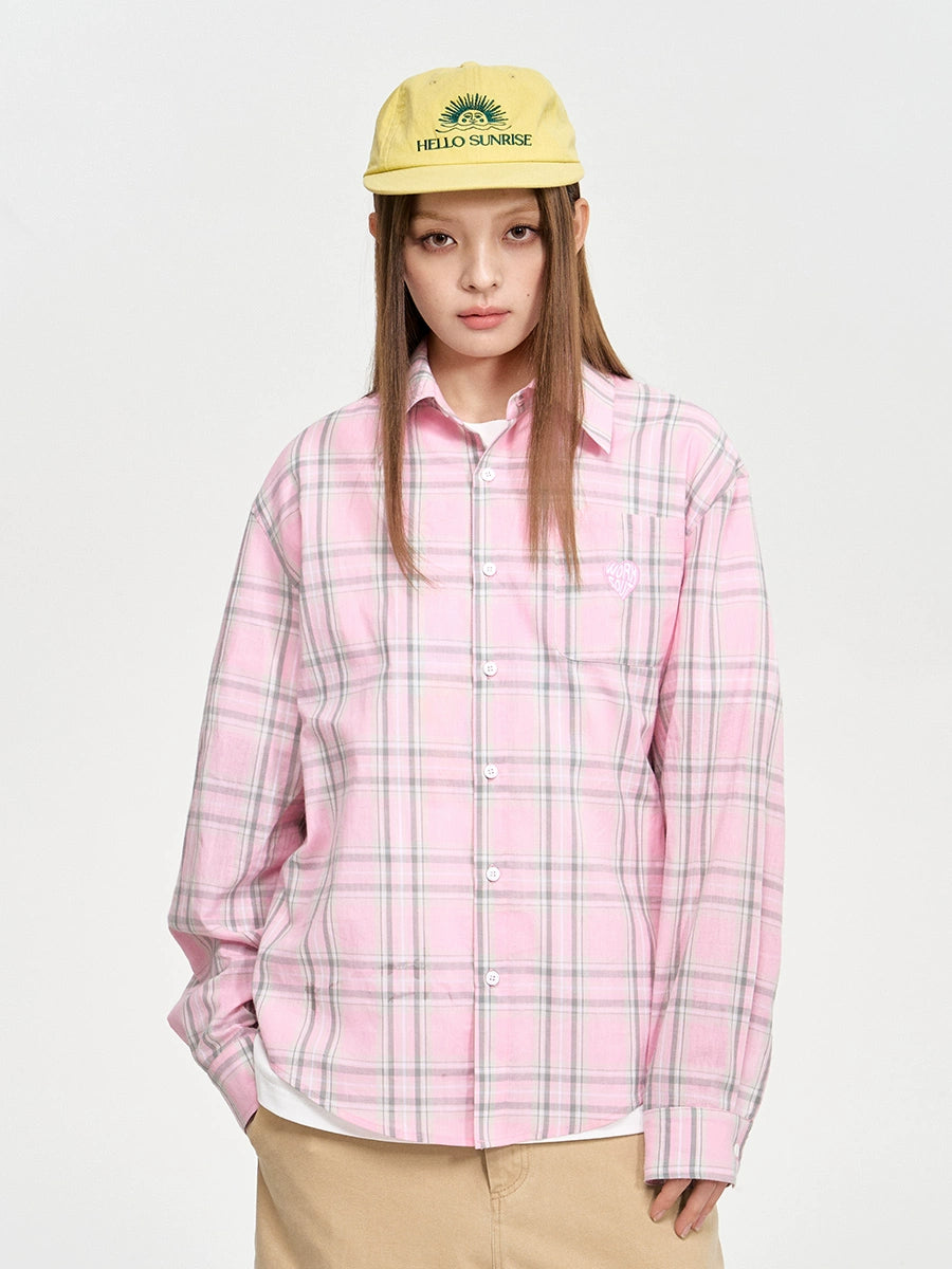 NICEBAD Contrasting Plaid Light Long-sleeved Shirt