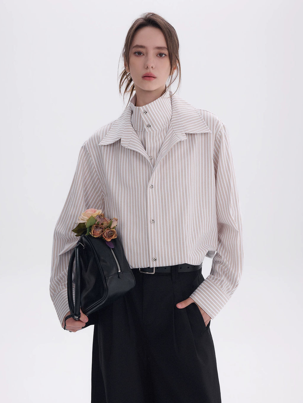 CHOR Fake Two-piece Striped Long-sleeved Shirt