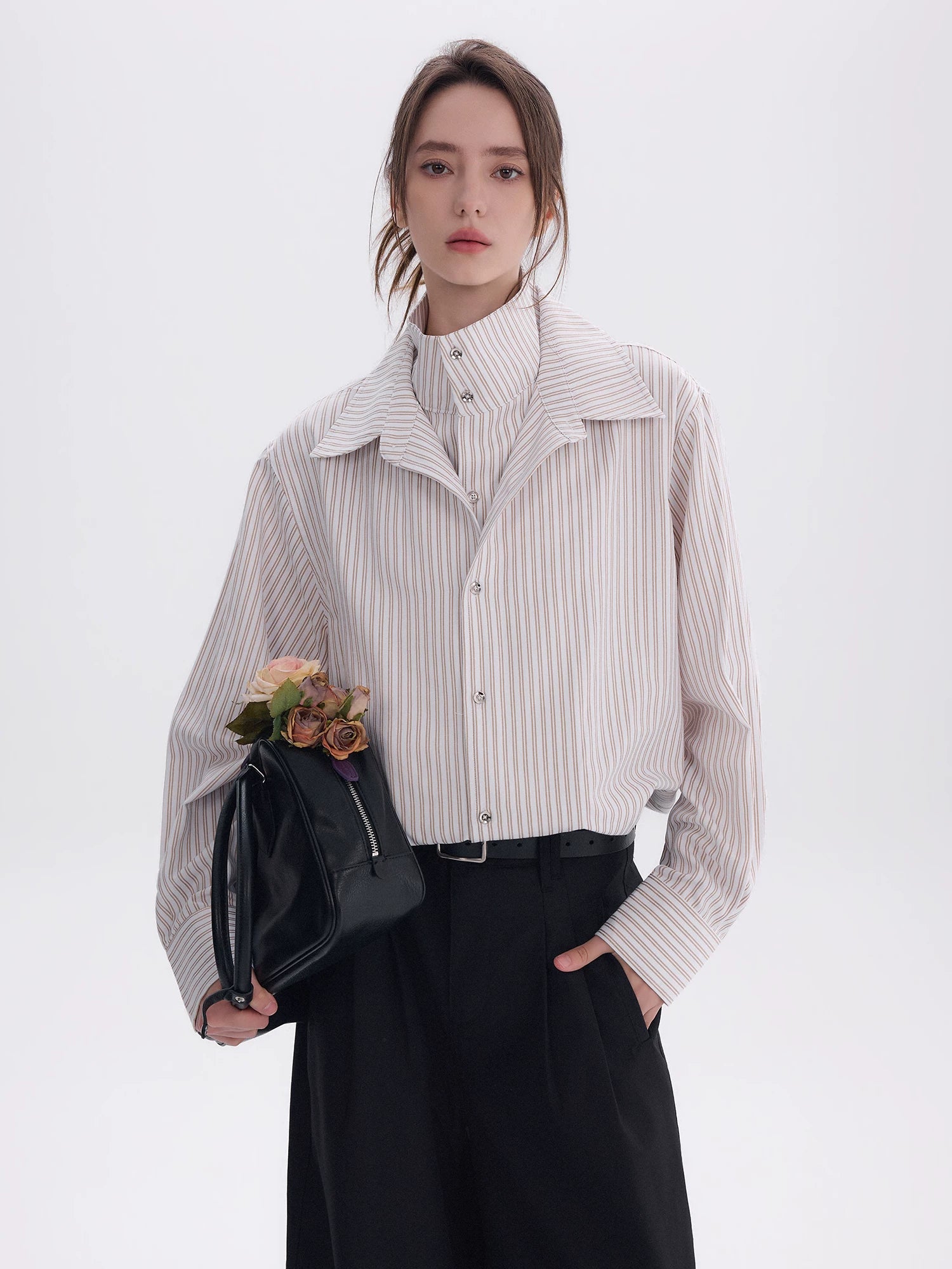 CHOR Fake Two-piece Striped Long-sleeved Shirt