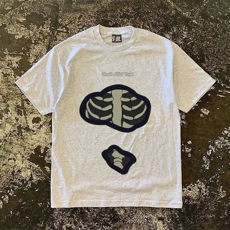 UPUPXIA Skull Print Loose Tee