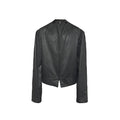 JCAESAR Special-shaped Collar Snap-down Leather Jacket