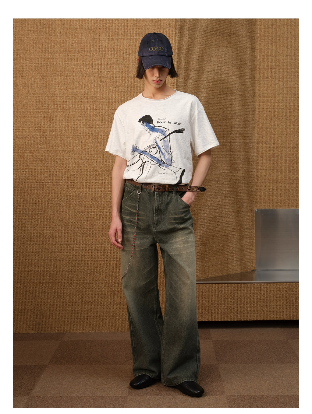 JCAESAR Breathable Short Crimping Water Stain Printing Tee