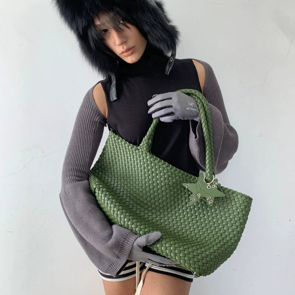 ECODAY Woven Tote Shoulder Carry Large Capacity Bag