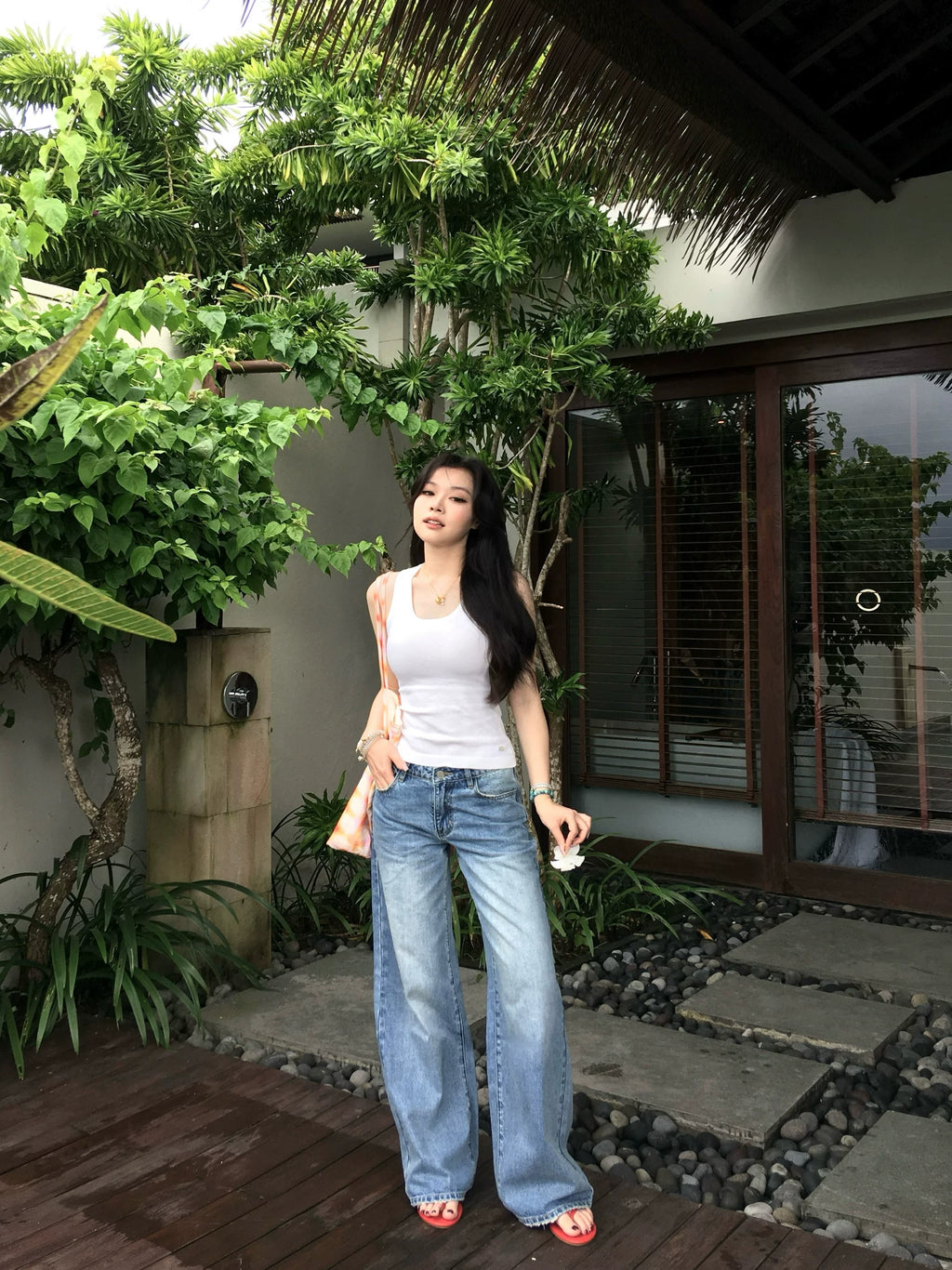 Popchee High Waist Wide Leg Jeans