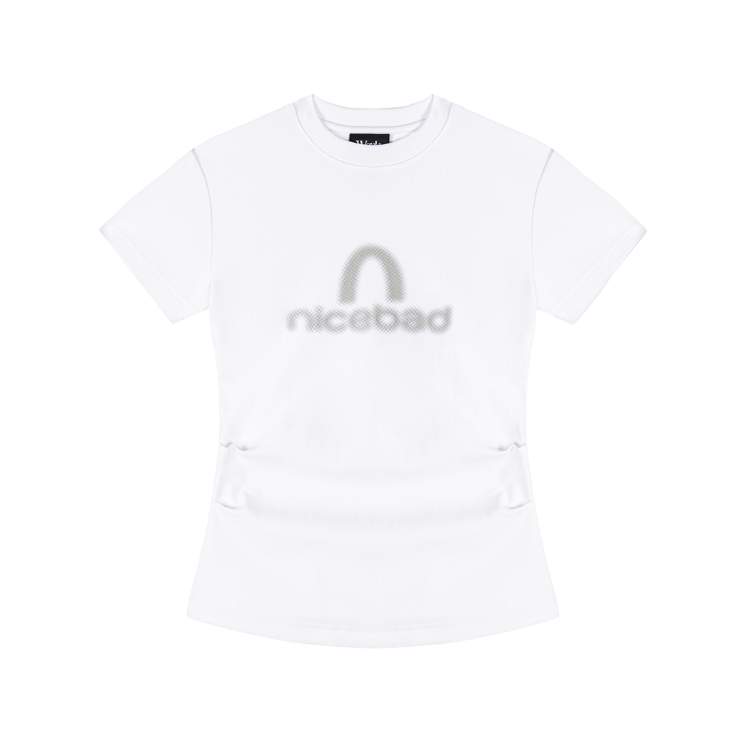 NICEBAD Wrinkle Print Front Shoulder Tight Versatile Tee