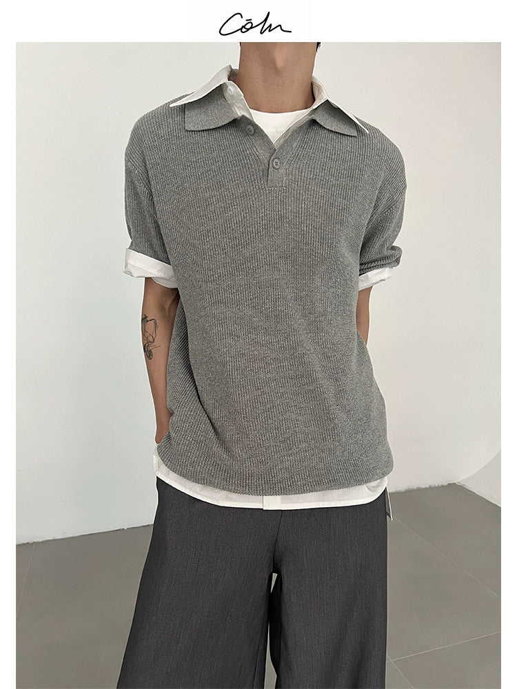 COLN Comfortable Casual Knitted Lapel Polo Shirt