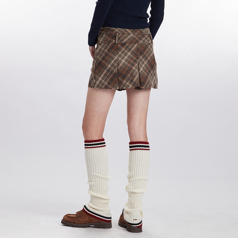 Nariele Retro Plaid Slim Hip-wrapped Skirt