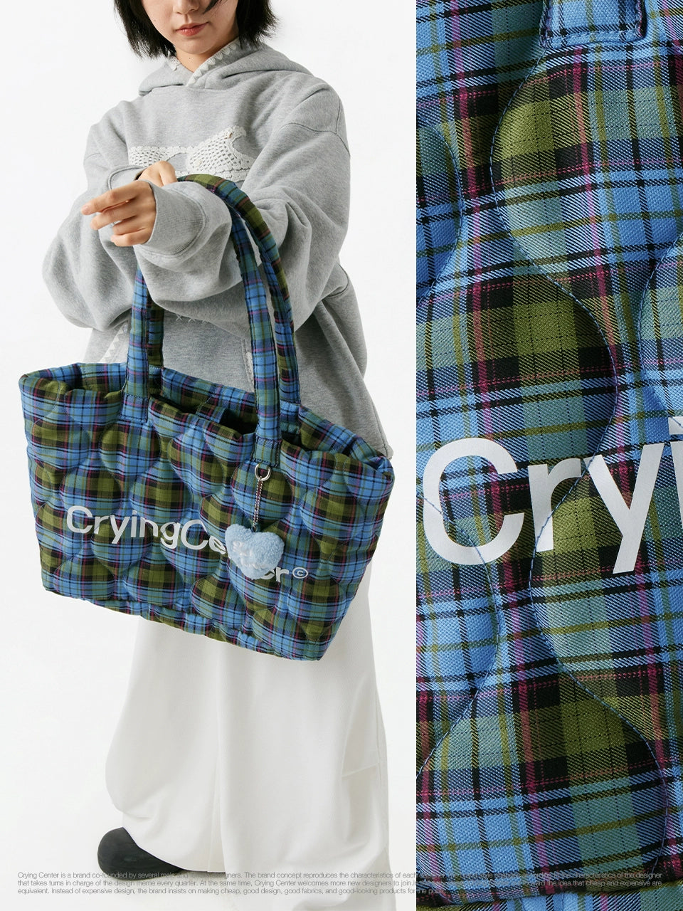 CryingCenter Plaid Cloud Crossbody Shoulder Bag