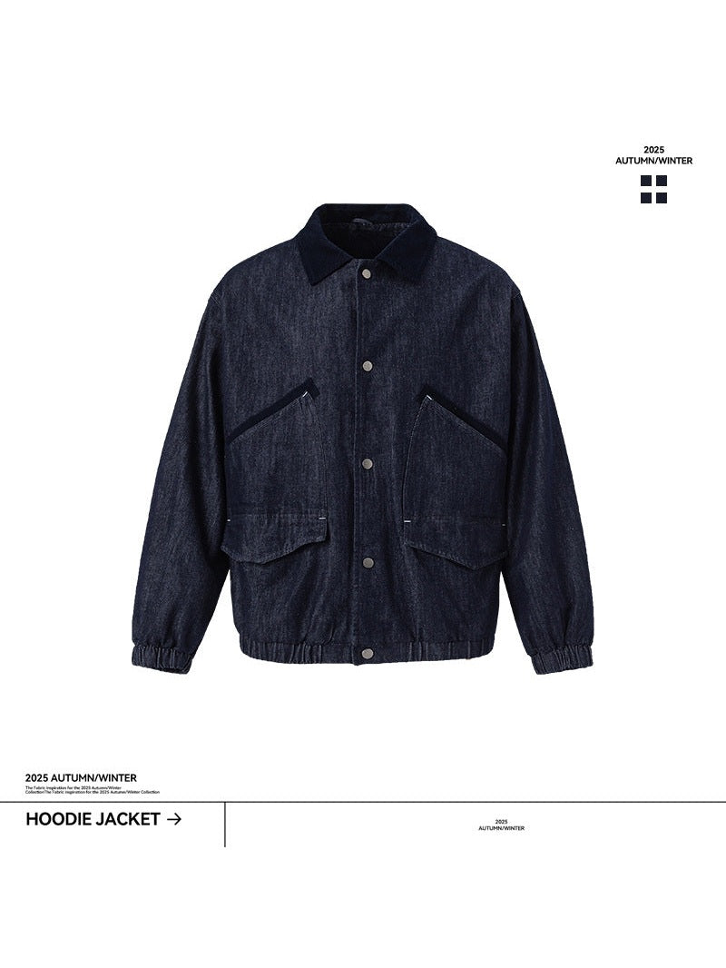 UNF Vintage Thickened Warm Lapel Denim Jacket