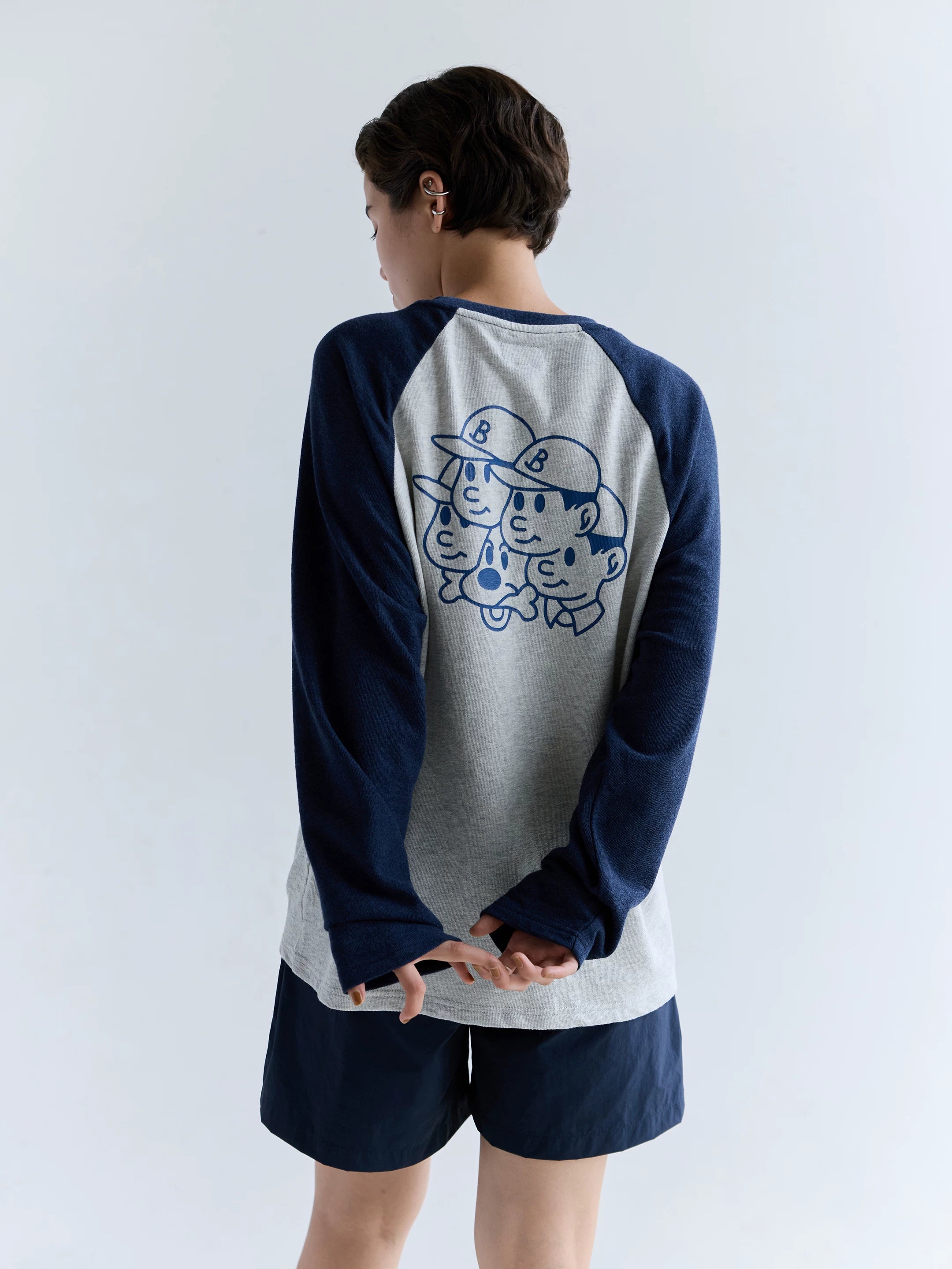 BENT IDEA Color-blocked Raglan Shoulders Loose Long Sleeves