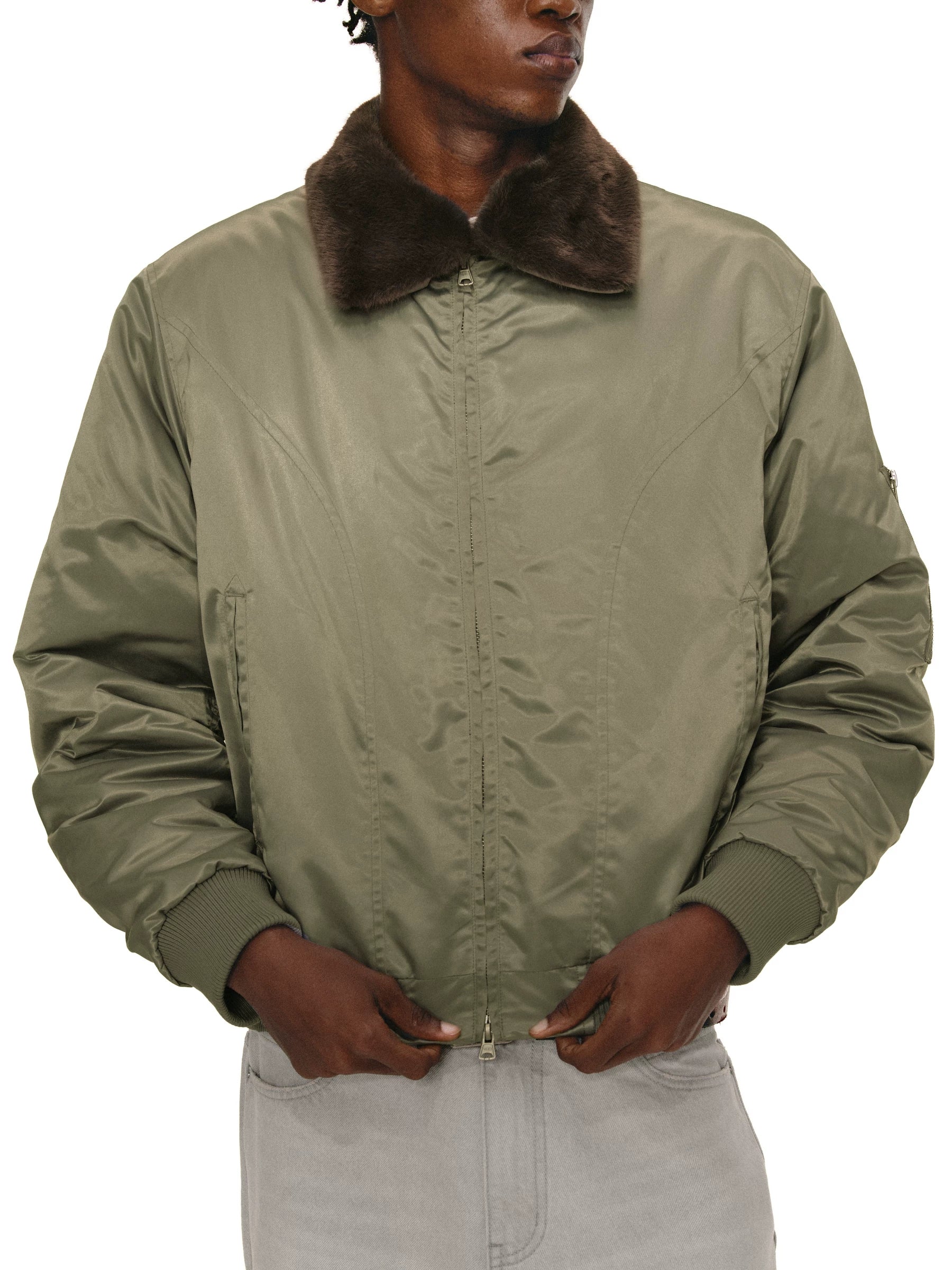 "Contrasting fur collar" bomber jacket NONRADICAL