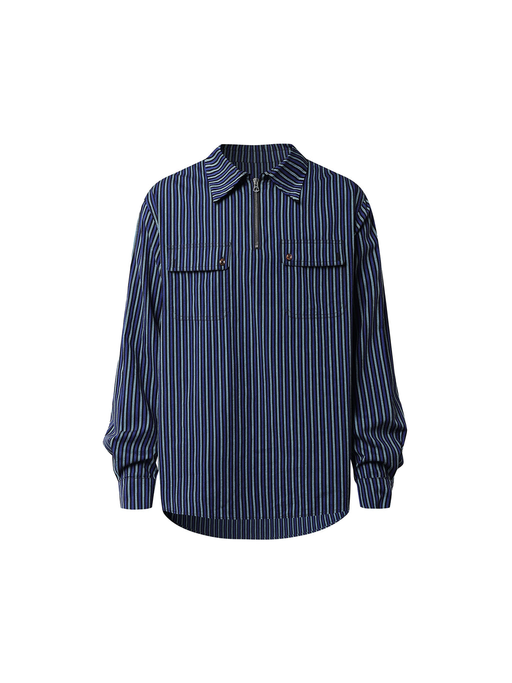 DIMC Vintage Striped Half Zip Long Sleeve Shirt