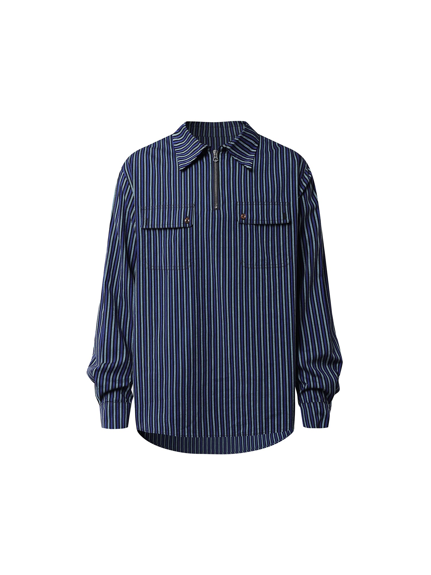 DIMC Vintage Striped Half Zip Long Sleeve Shirt