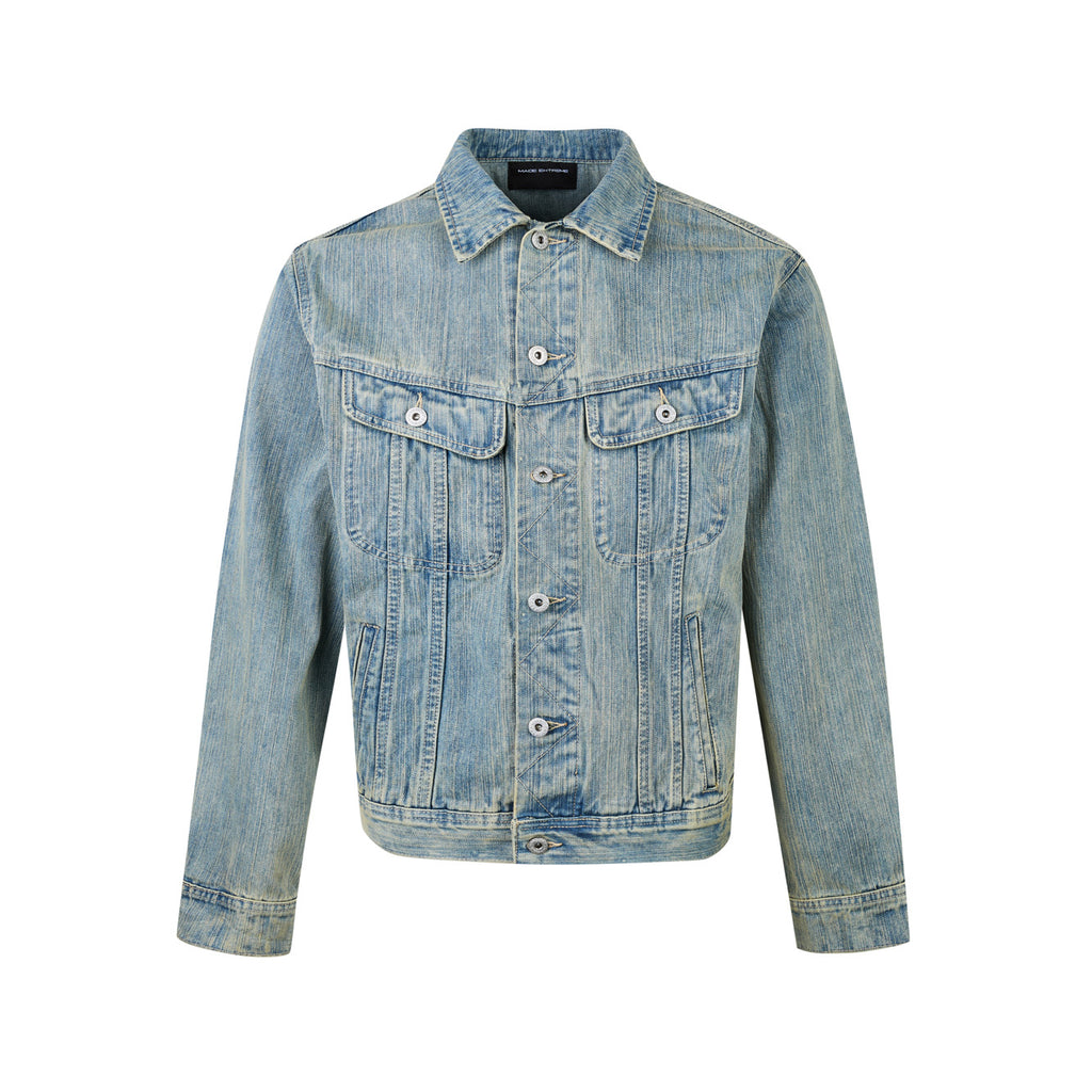 EME Slub Pattern Old Vintage Short Wide Jacket