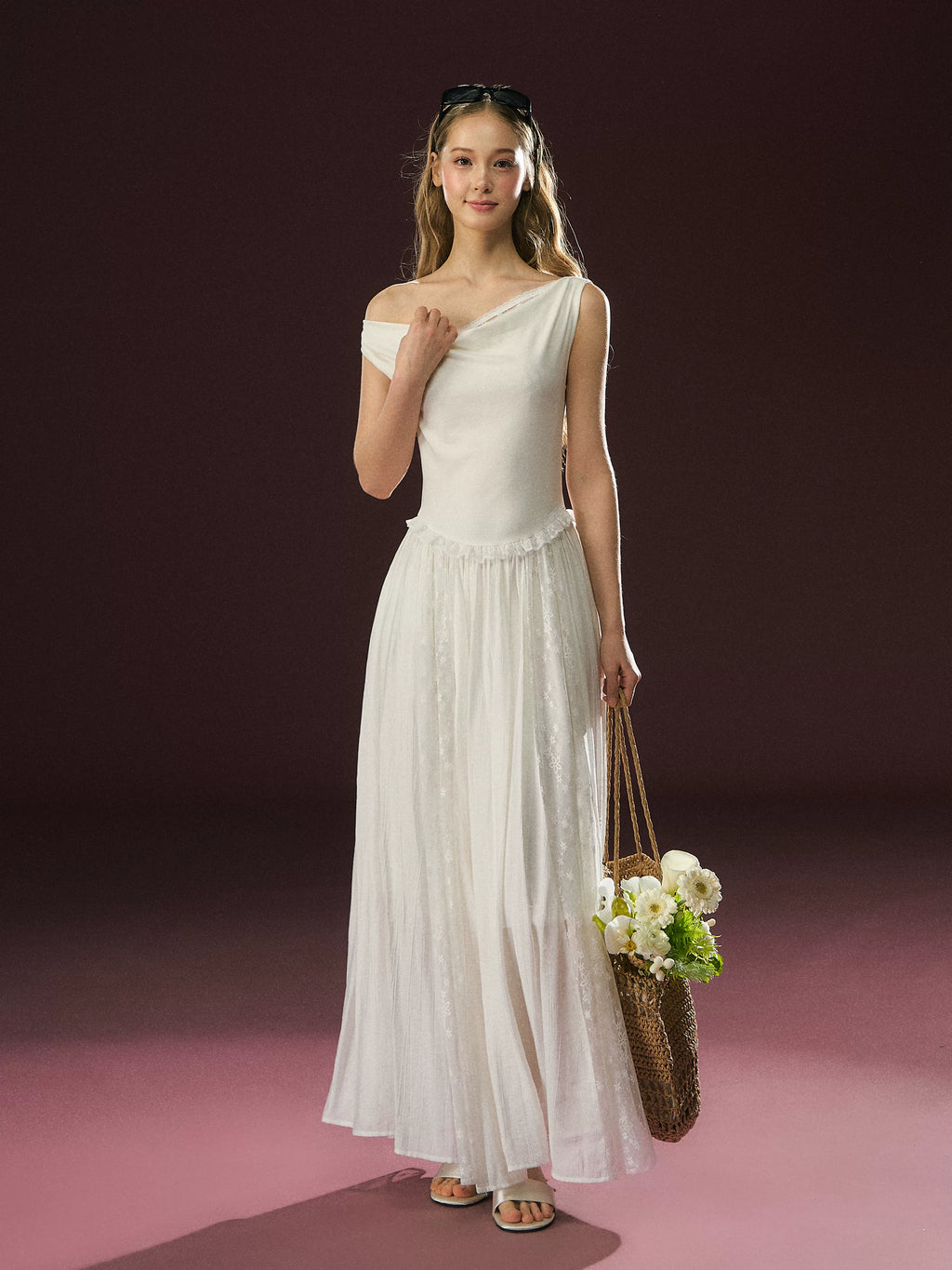Ariseism Vintage Knitted Slash Shoulder Dress