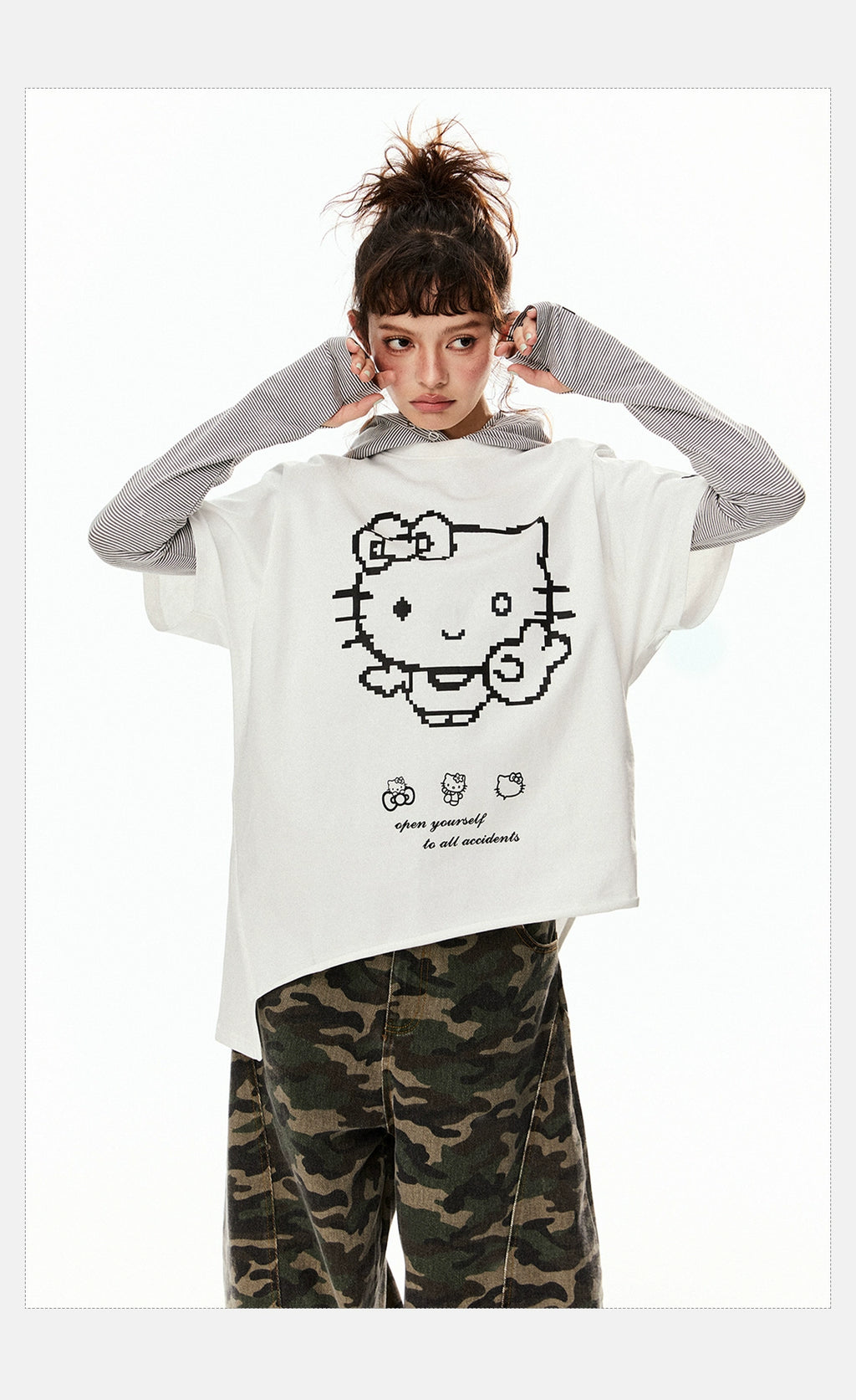 EZEK Cat Print Irregular Loose Tee