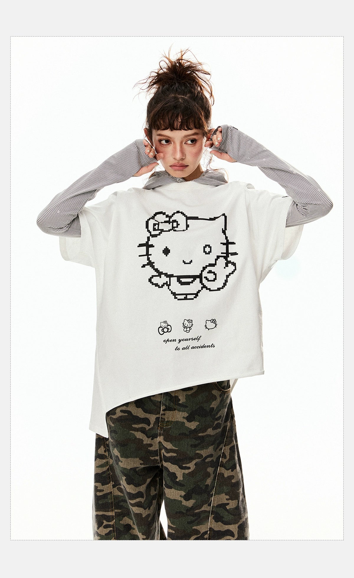 EZEK Cat Print Irregular Loose Tee