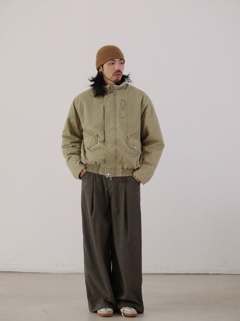 NOEARS Loose Stand-up Collar Fleece Thermal Jacket