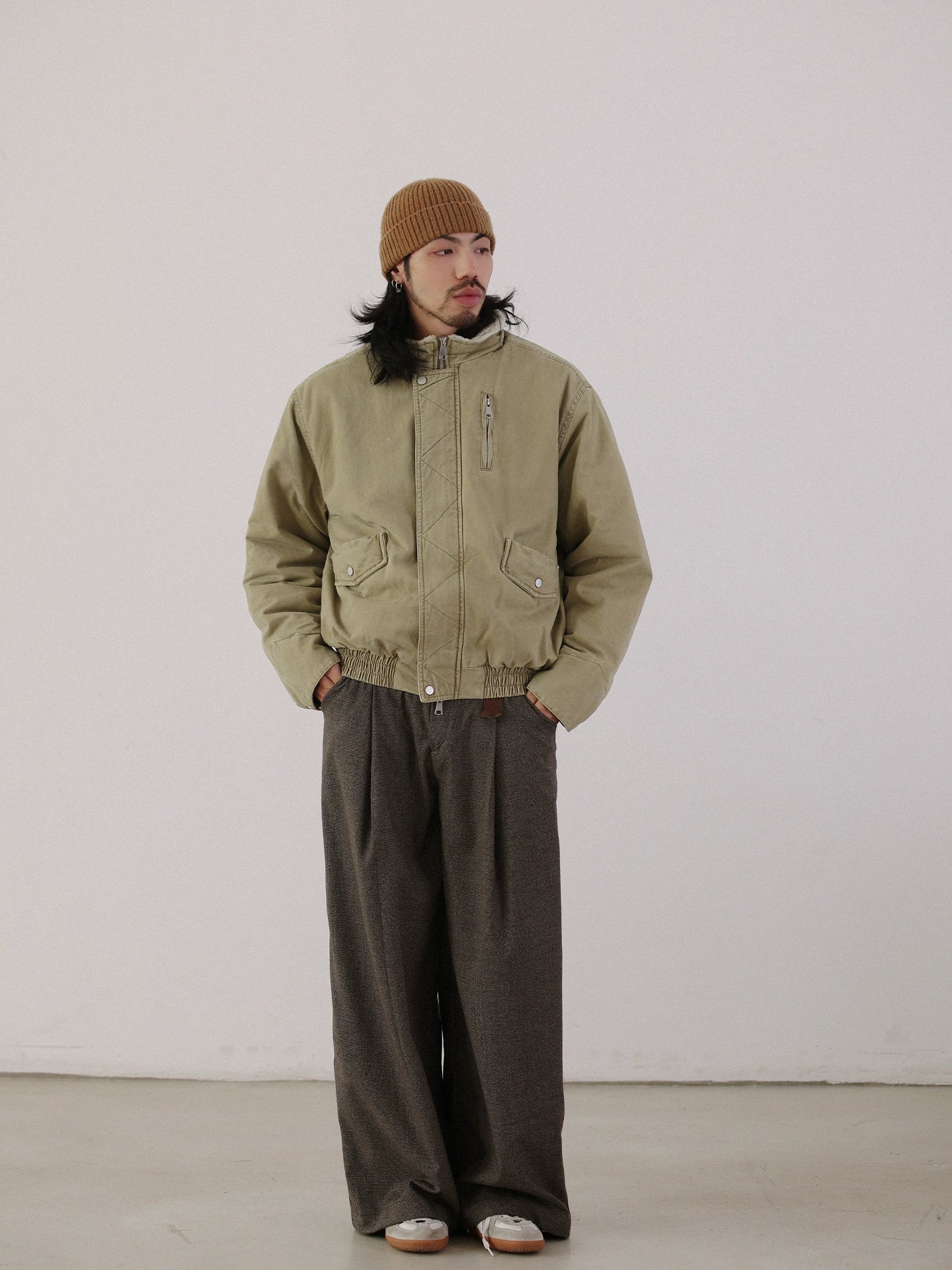 NOEARS Loose Stand-up Collar Fleece Thermal Jacket