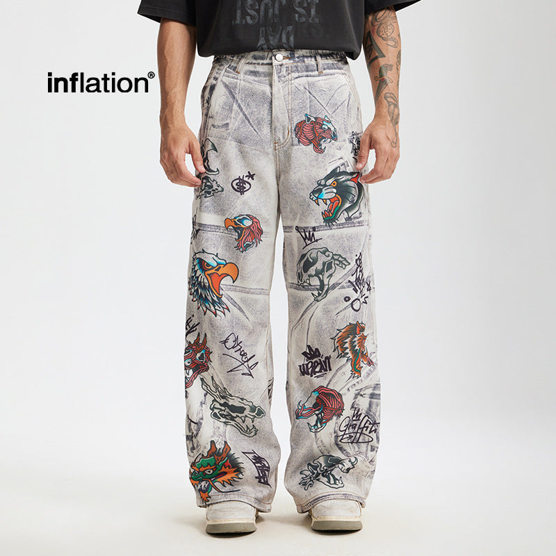 INF animal graffiti Jeans