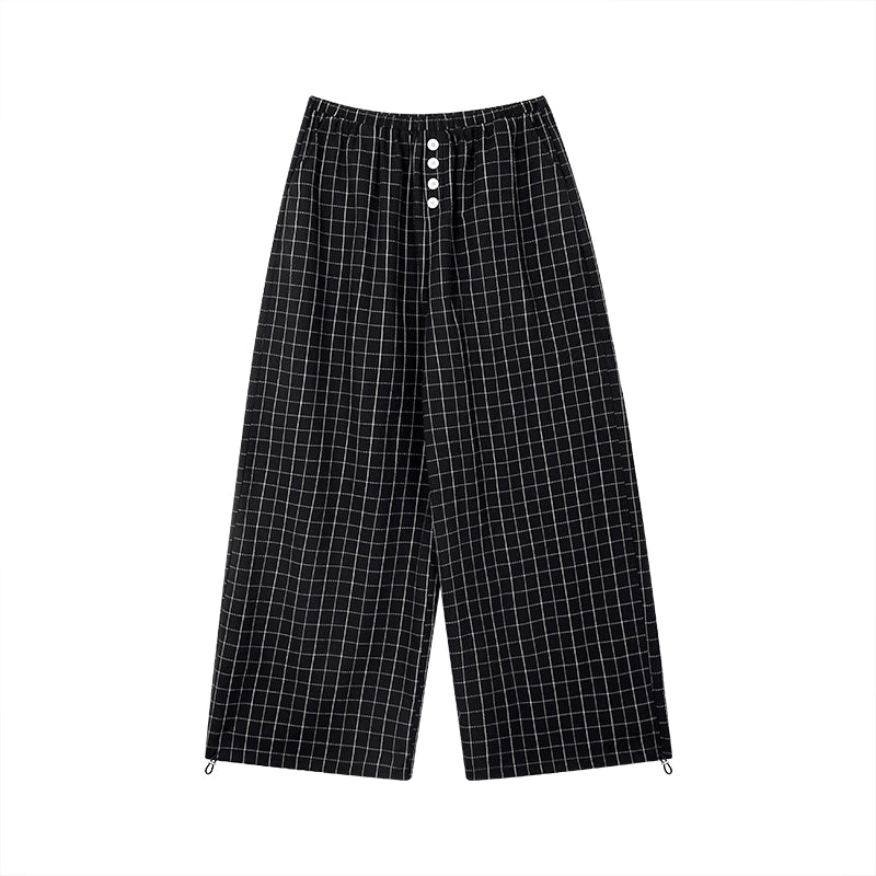 Zero Plaid Loose Lazy Wind Straight Casual Pants