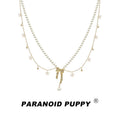 ParanoidP Bow Pearl Fringed Necklace