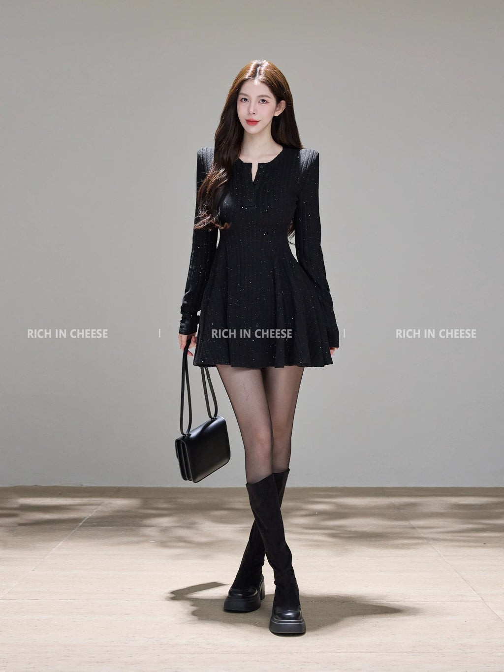 RICH IN CHEESE  Knitted Waist Dress