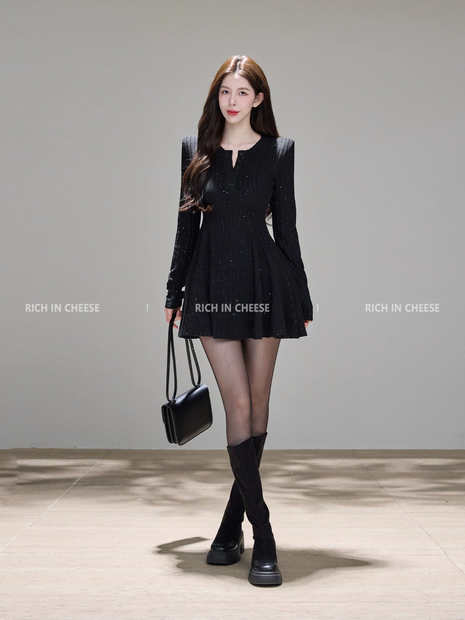 RICH IN CHEESE  Knitted Waist Dress