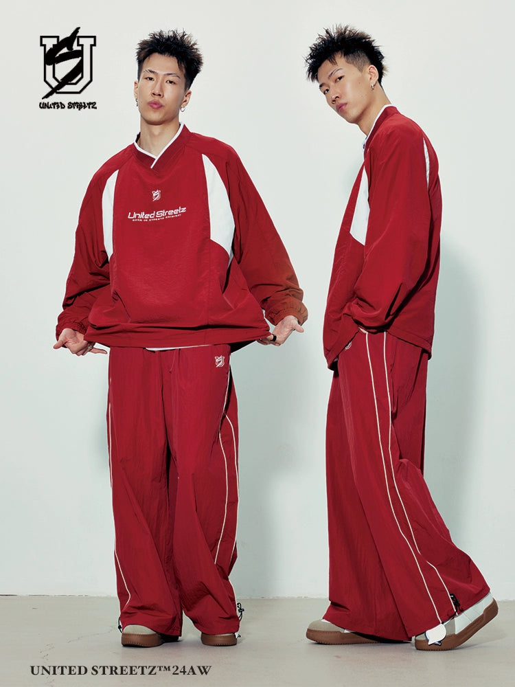 US Casual Wide Leg Parachute Pants Street Hip Hop Sweatpants