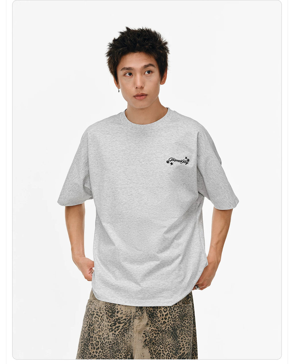 404MO Sticker Embroidery Quick-drying Cool Loose Tee