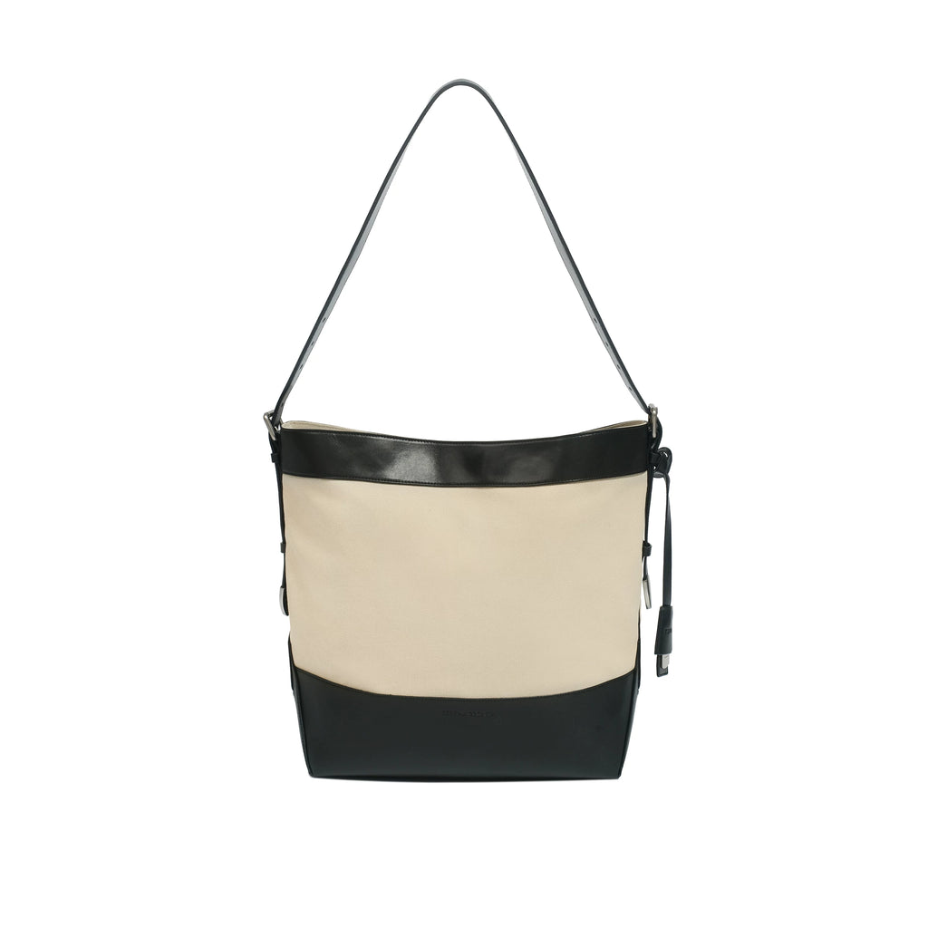 TERRAINCOGNITA Leather Stitching Large Capacity Canvas Tote Bag