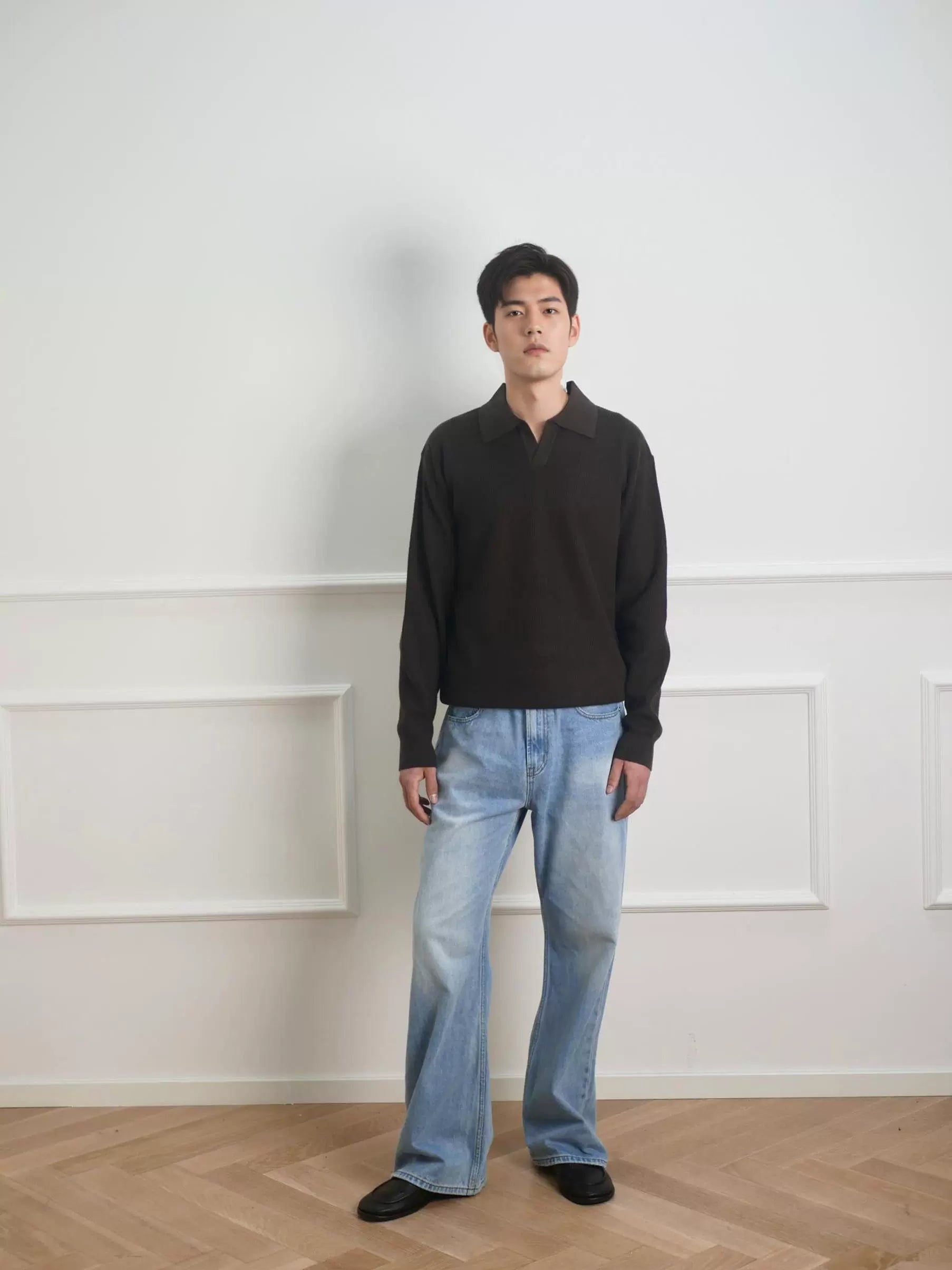 NO LOGO Washed Old Wide Versatile Jeans