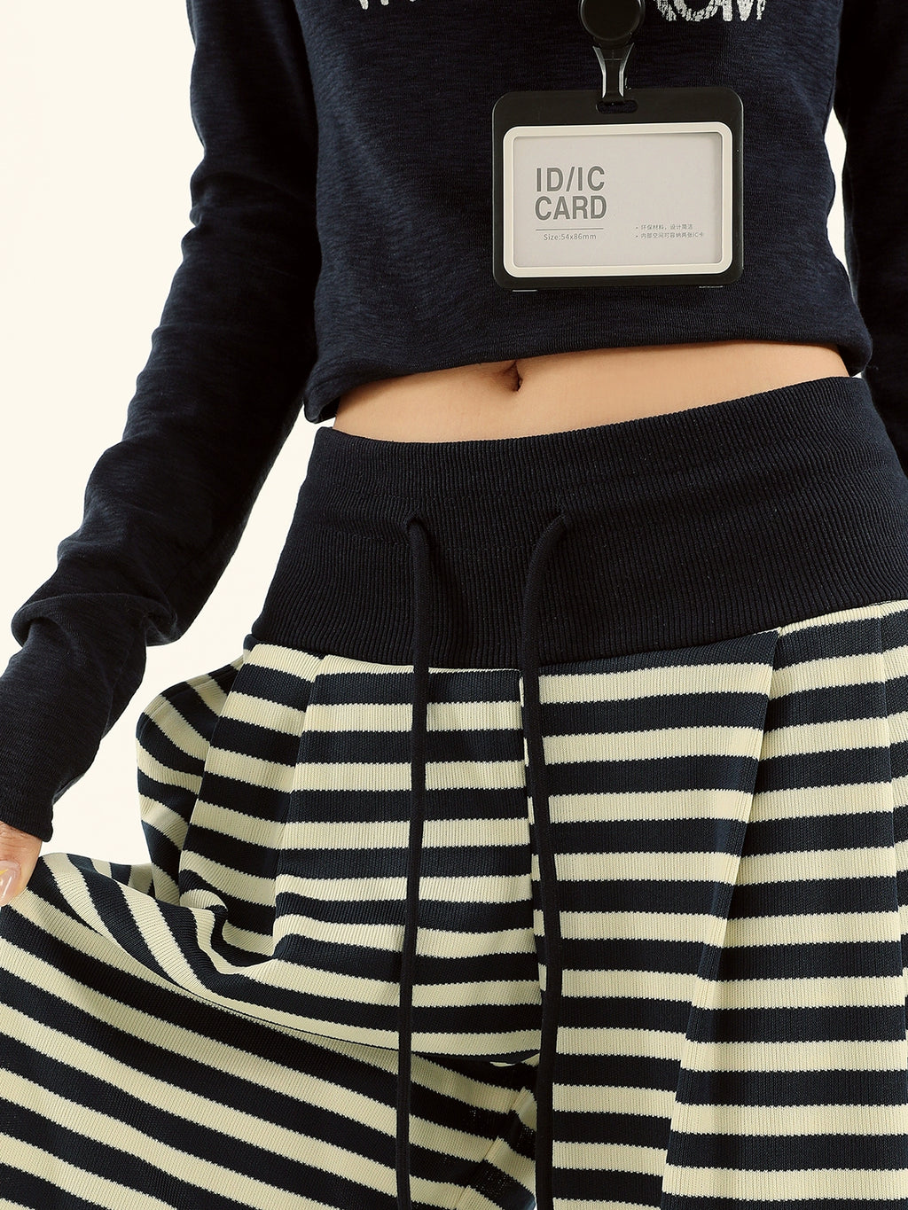 ZAVK Spliced Striped Wide-leg Slacks