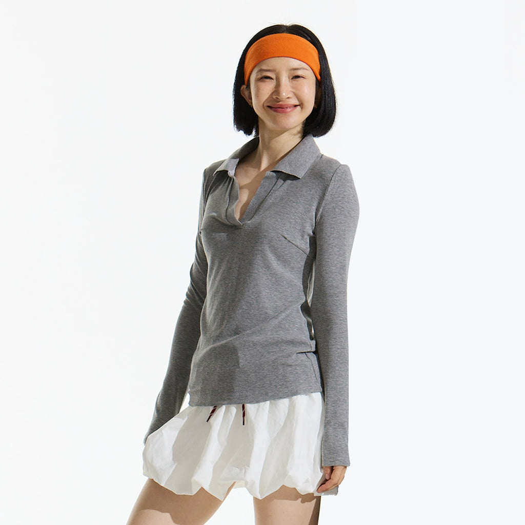 OWOX V-neck Simple Slim-fitting and Thin Polo Shirt