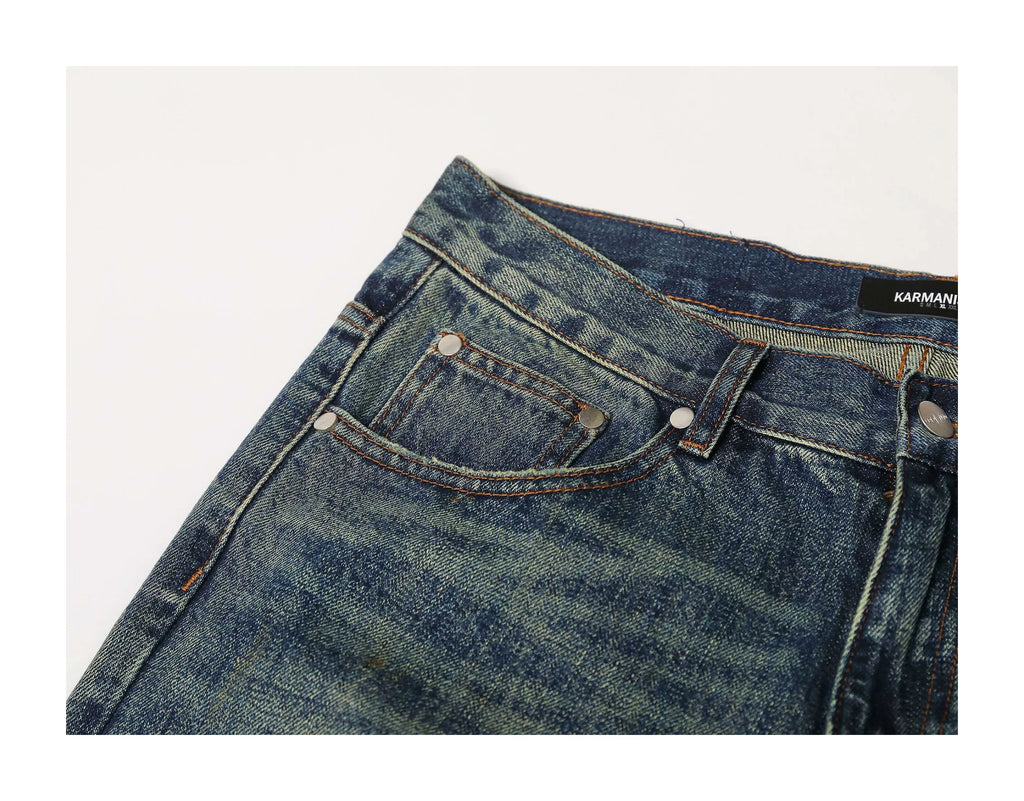 KARMANISTIC Vintage Hot Diamond Loose Wide Leg Mopping Jeans
