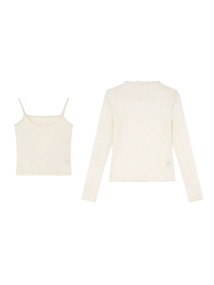 Kano Stretch Jacquard Embroidered Semi-turtleneck Bottoming Shirt