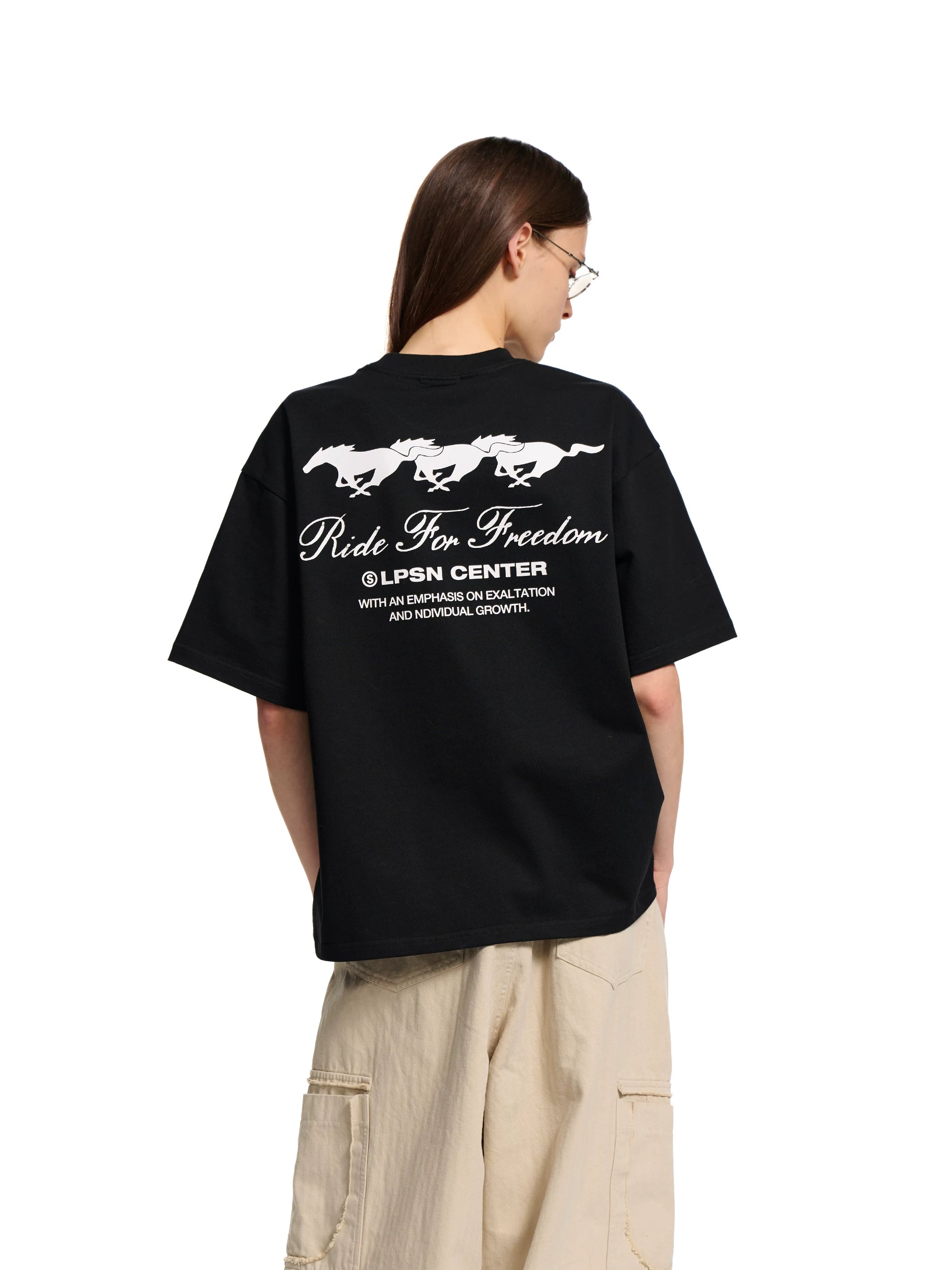 Loopsoon Casual Front Chest Back Print Tee