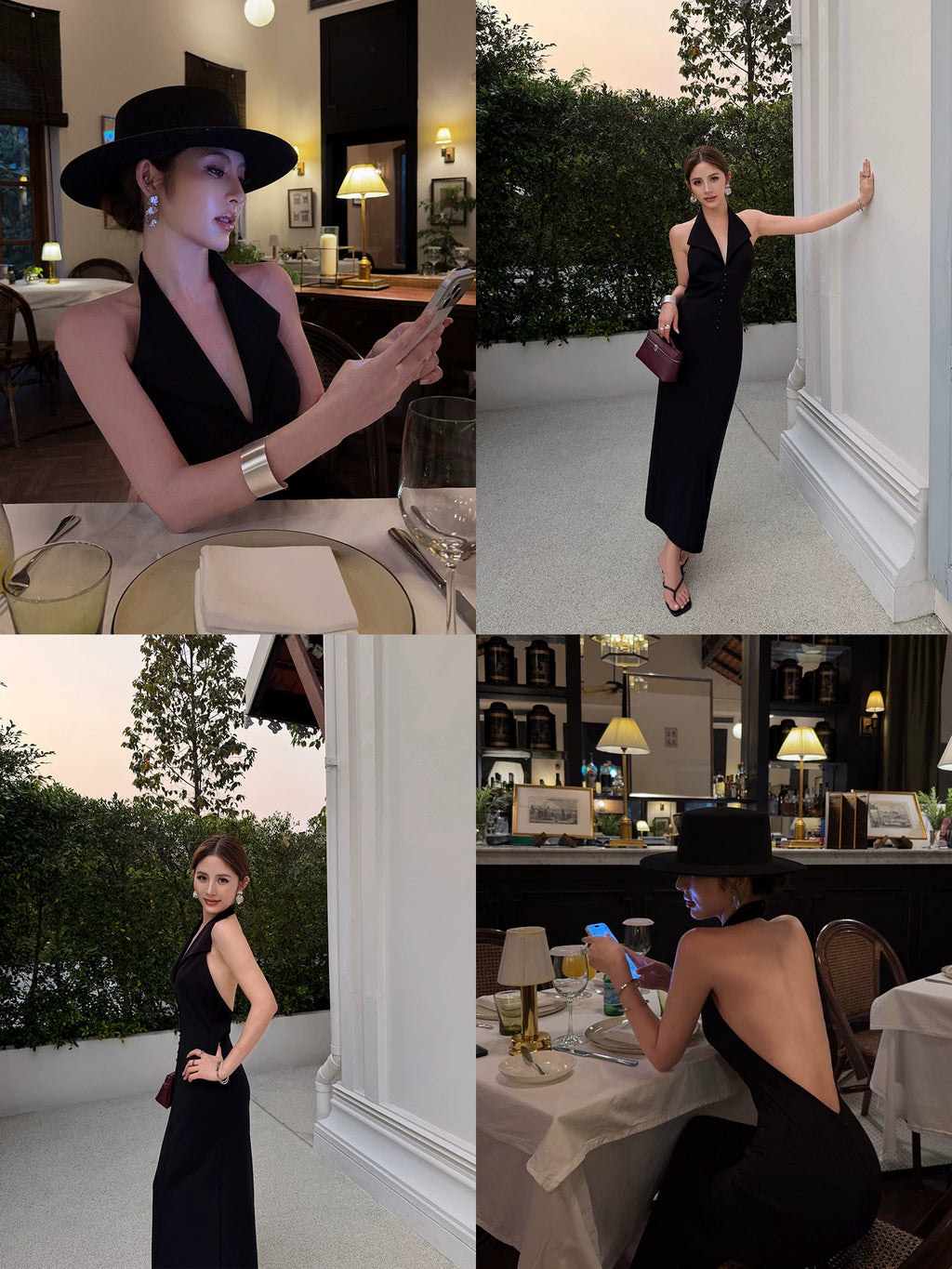 NEVA HU Halter Collar Backless Dress