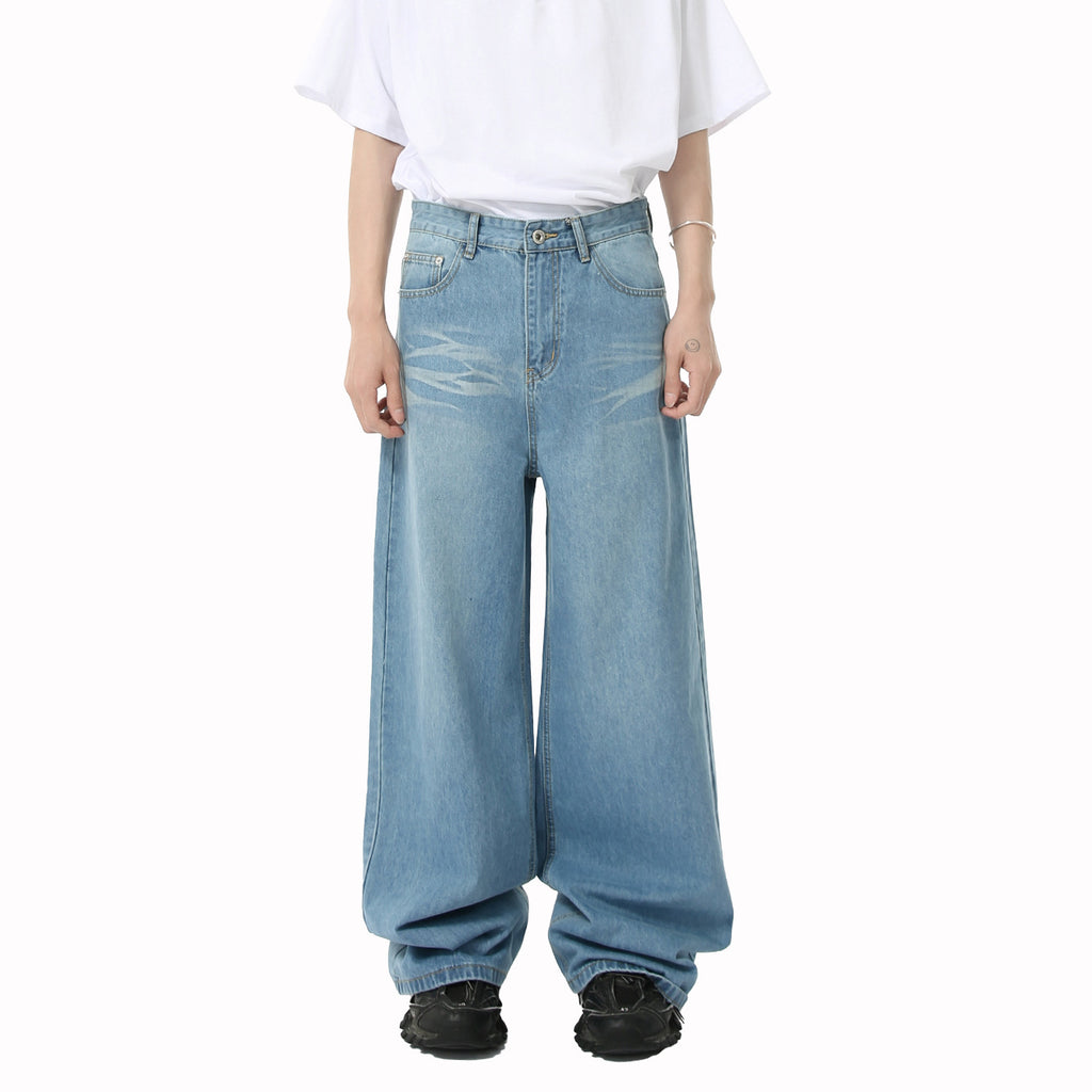 MTLCLOTHES Wide-leg Drape Straight Mopping Jeans