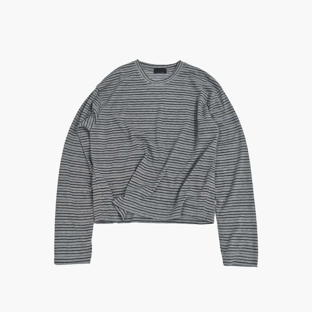 PLUS NO LOGO Casual Striped Crew Neck Long Sleeve