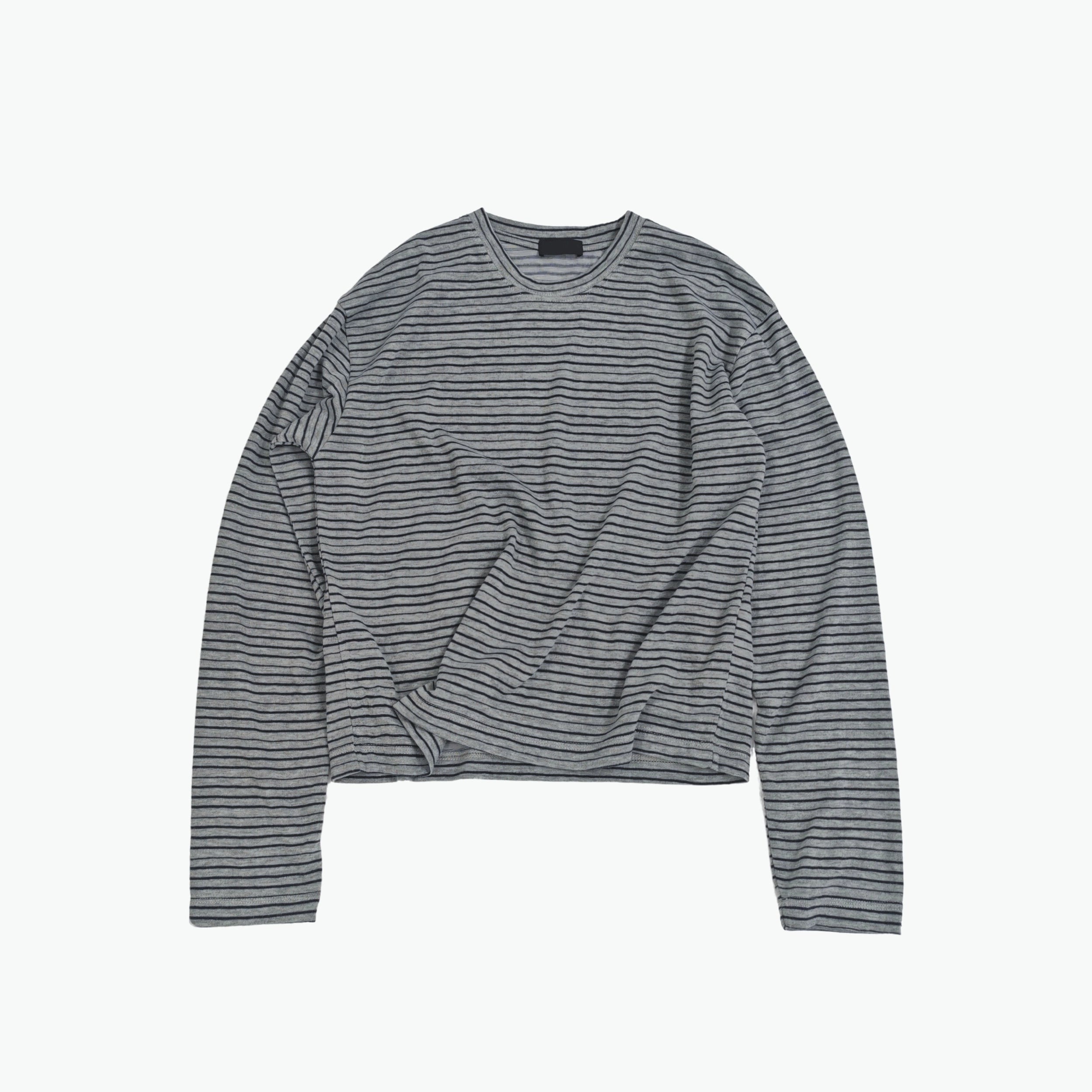 PLUS NO LOGO Casual Striped Crew Neck Long Sleeve