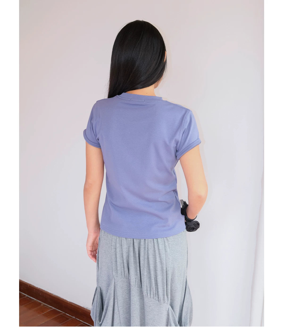 FUNKYFUN Retro Eagle Print High Elastic Front Shoulder Tee