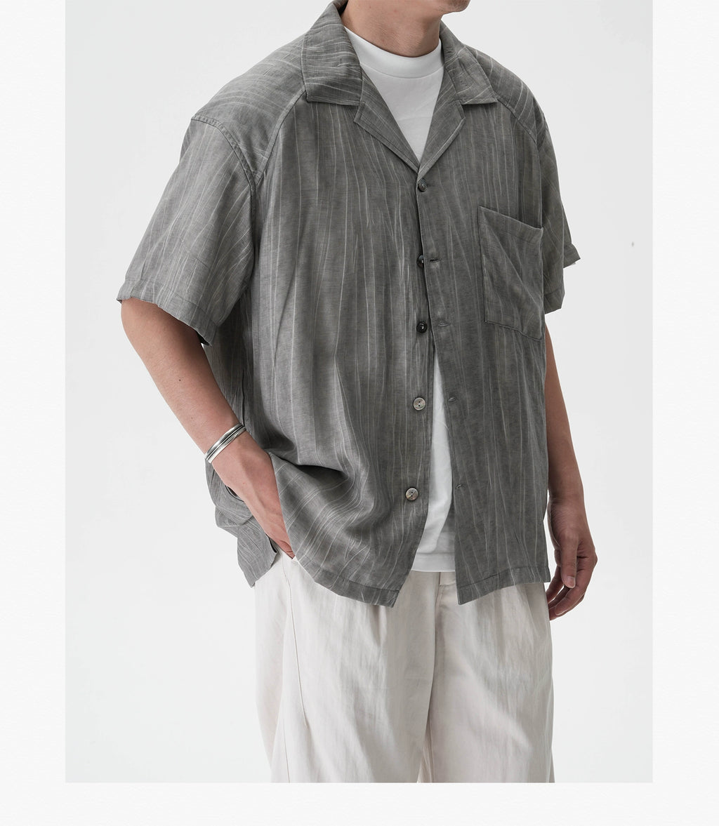 AWT Do Old Stir-fry Wash Pleated Texture Loose Shirt