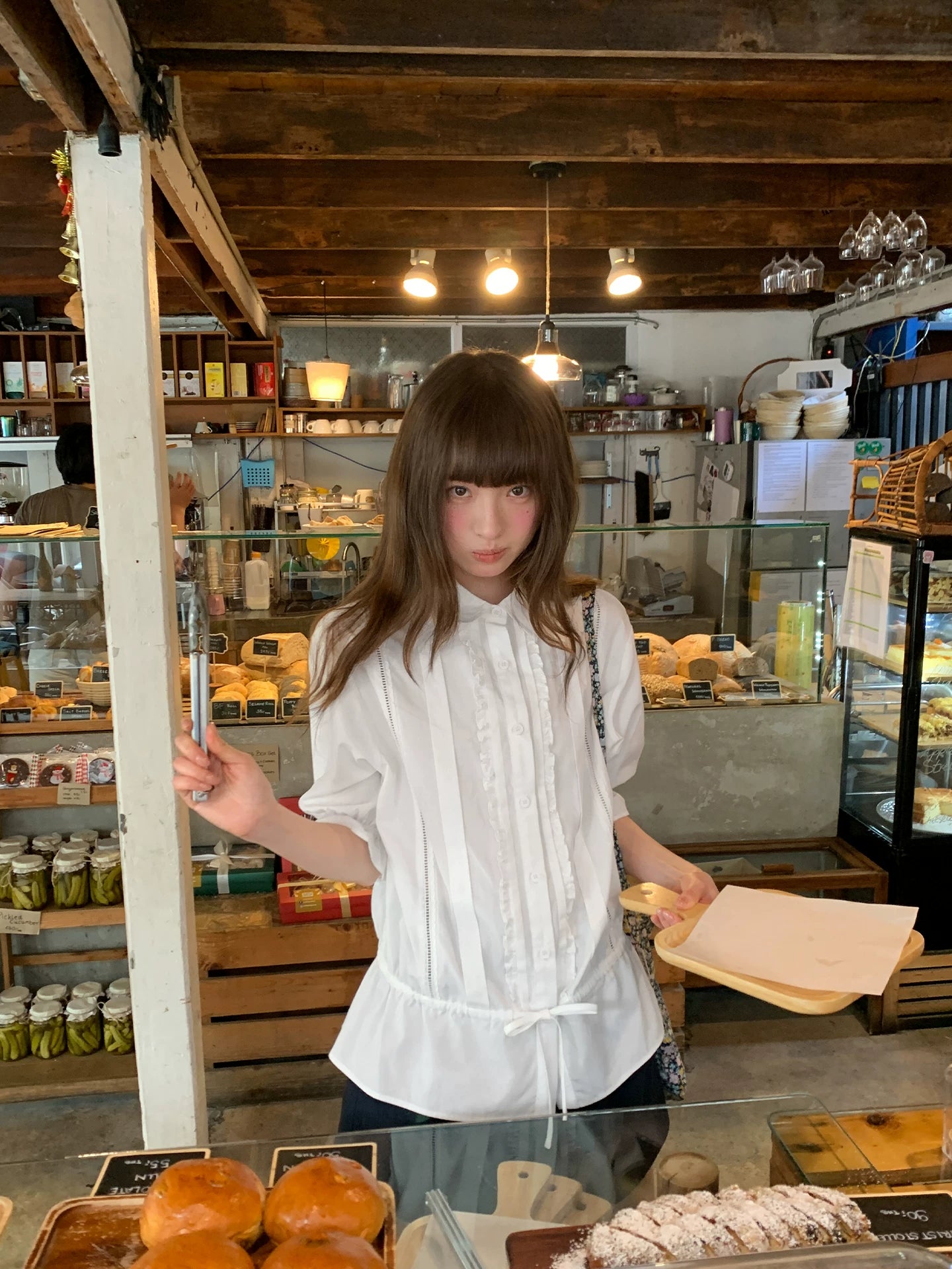 KANO Waist Drawstring Strap Lace Short Sleeve Shirt