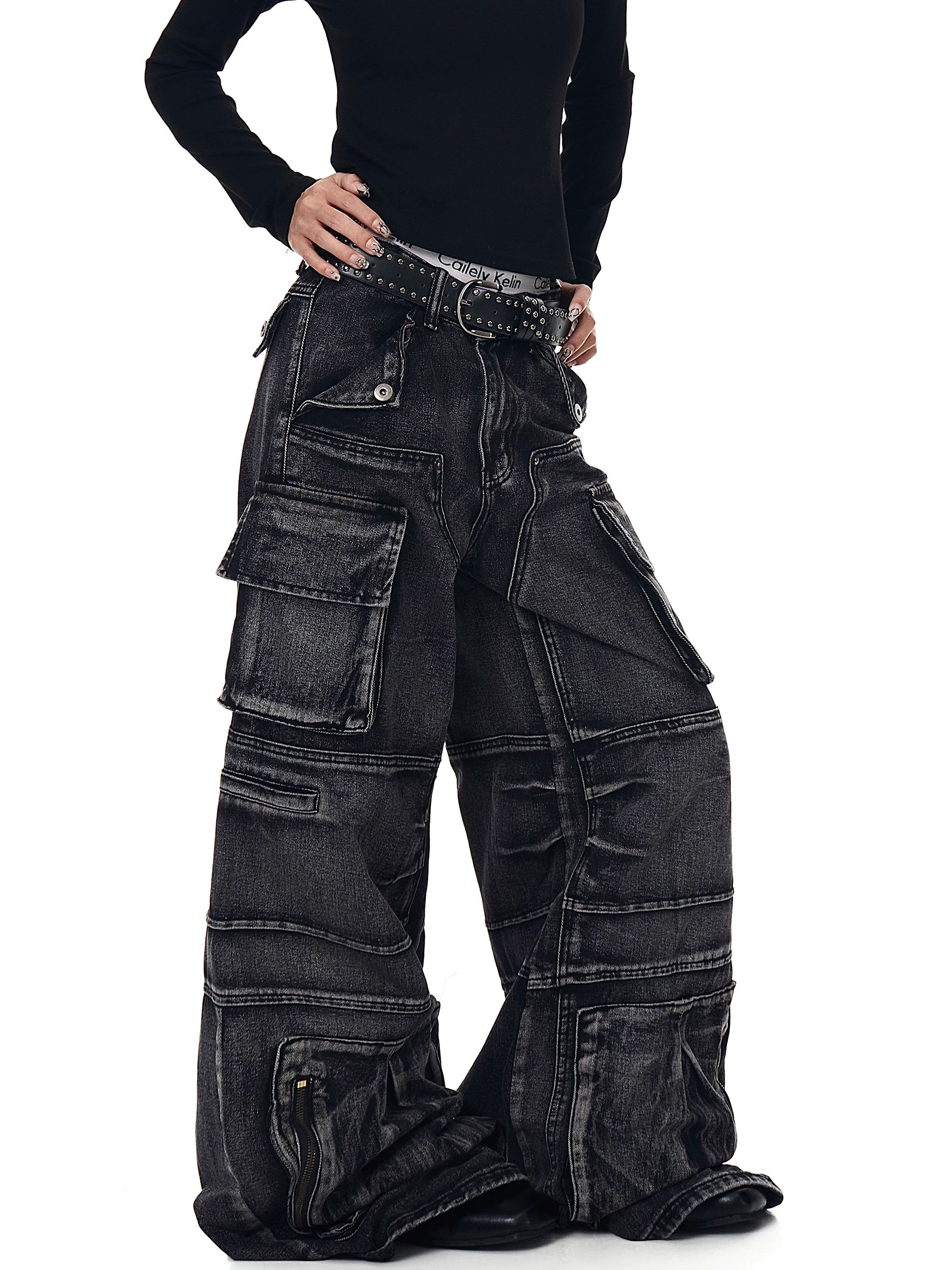 BLACKLISTS Deconstructed Multi-pocket Tooling Jeans