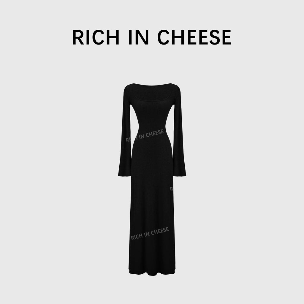 RICH IN CHEESE Knitted Waist Slim Dress