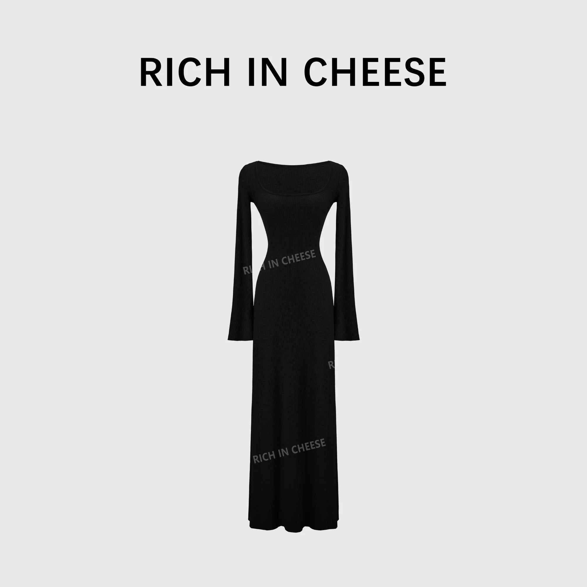 RICH IN CHEESE Knitted Waist Slim Dress